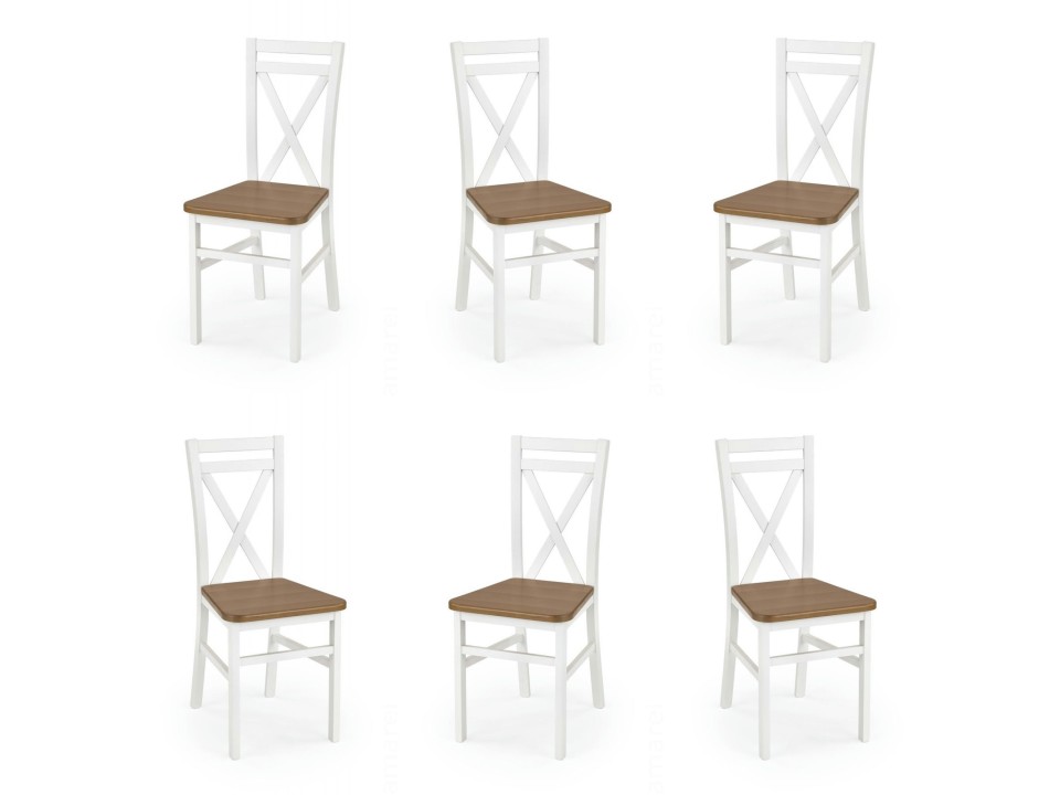 Sześć krzeseł białych / ciemny orzech - 1241