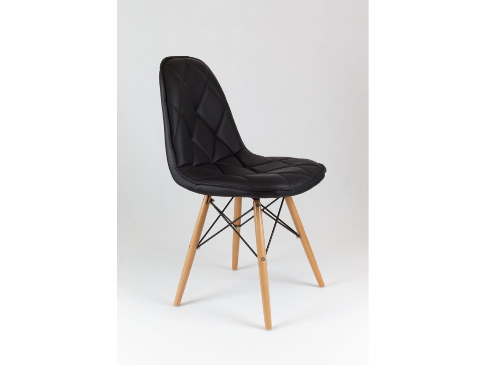 Sk Design Ks007 Czarne Krzesło Z Ekoskóry Na Drewnianych Nogach