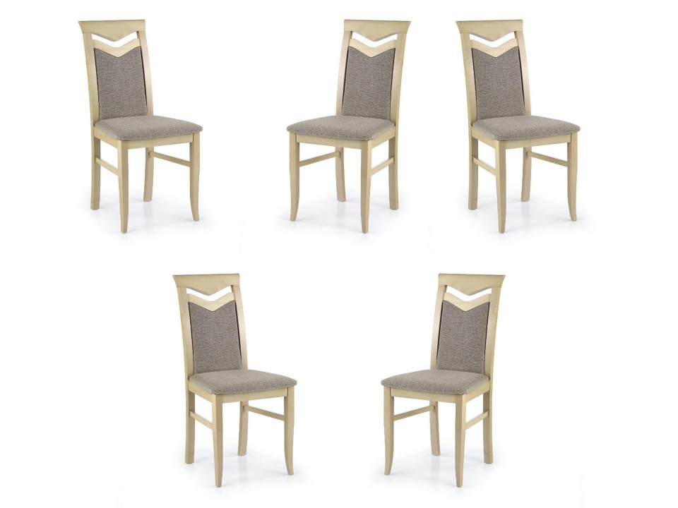 Pięć krzeseł dąb sonoma tapicerowanych  - 3802