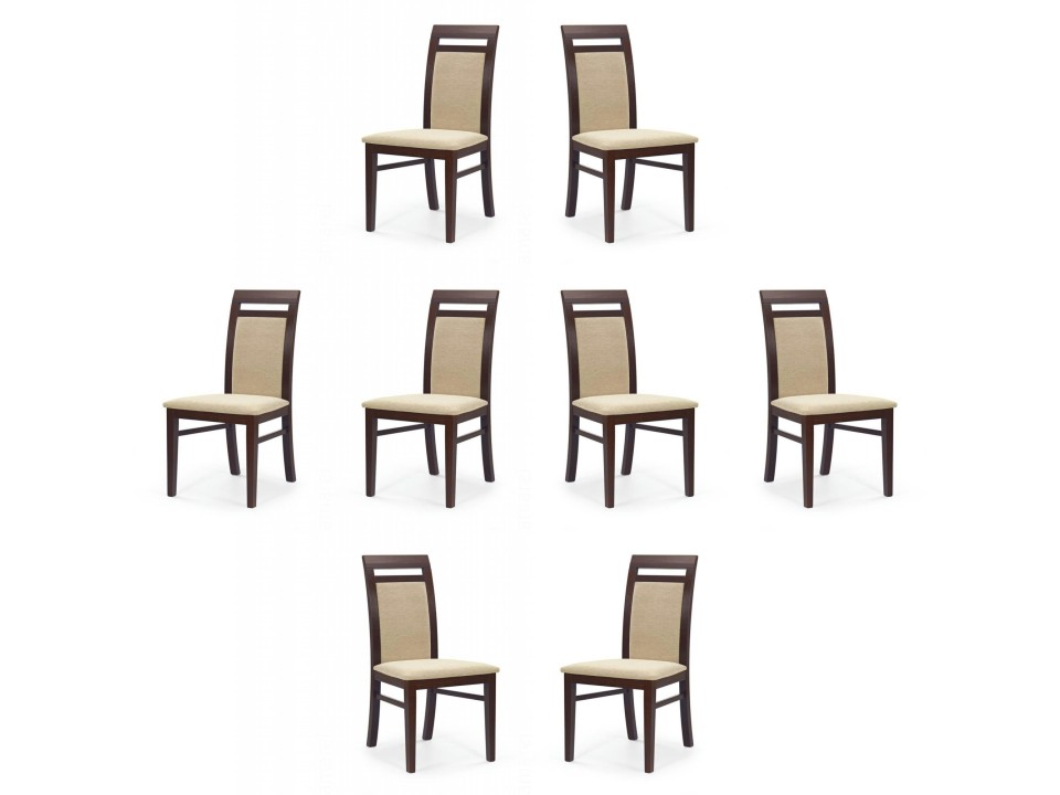 Osiem krzeseł ciemny orzech tapicerowanych - 2609
