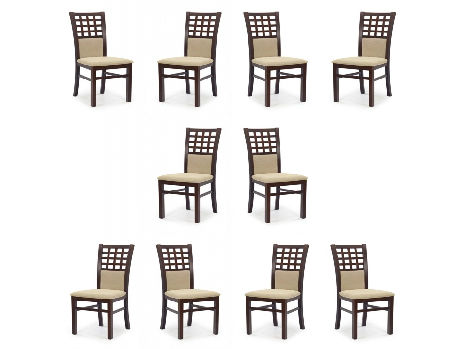 Dziesięć krzeseł ciemny orzech tapicerowanych - 2432