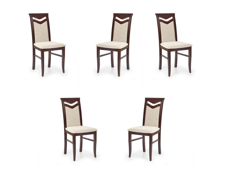 Pięć krzeseł ciemny orzech tapicerowanych - 6040