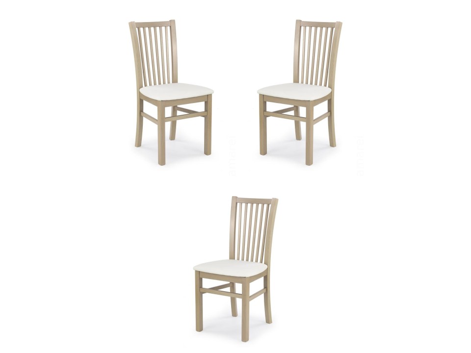Trzy krzesła tapicerowane  dąb sonoma  - 0947