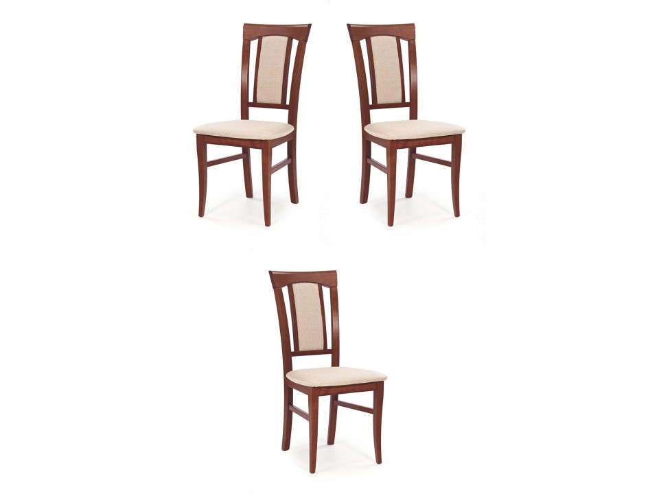 Trzy krzesła tapicerowane  czereśnia antyczna II - 0855