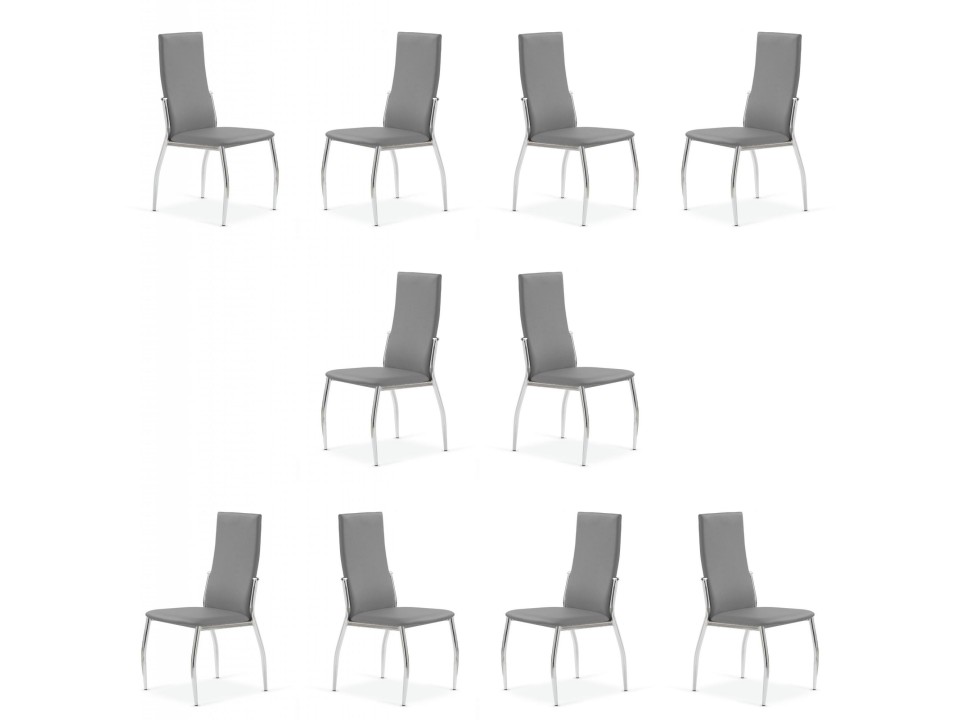 Dziesięć krzeseł popielatych / chrom - 6803