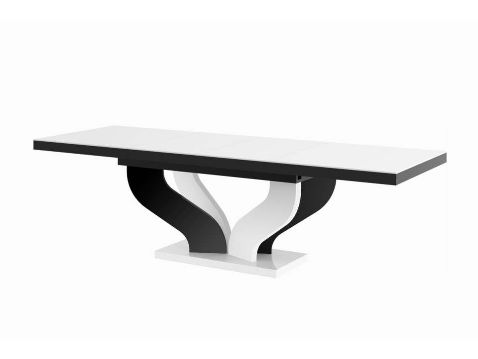 Stół Viva 160 - blat/podstawa: biały połysk + nogi: biały połysk + czarny połysk - Hubertus Meble