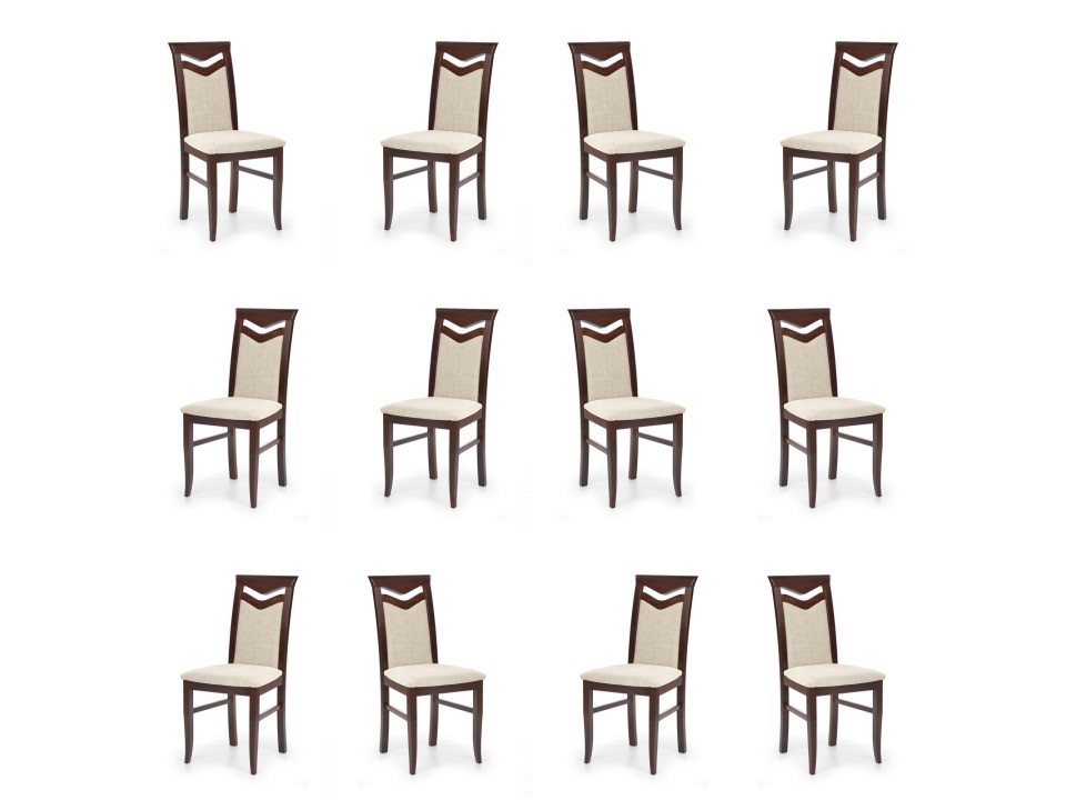 Dwanaście krzeseł ciemny orzech tapicerowanych - 6040