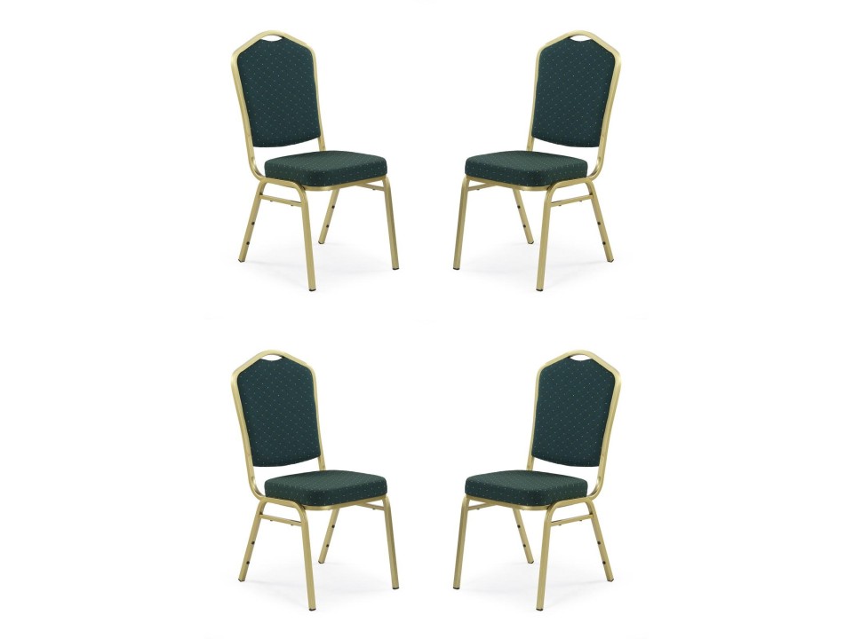 Cztery krzesła zielone, stelaż złote - 5312