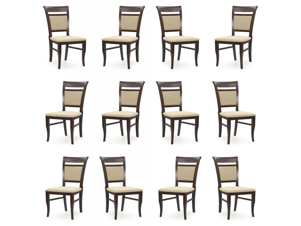 Dwanaście krzeseł ciemny orzech tapicerowanych - 2630