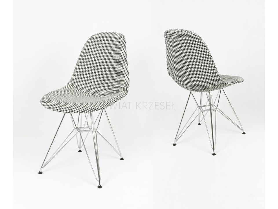Sk Design Kr012 Tapicerowane Krzesło Pepitka Chrom