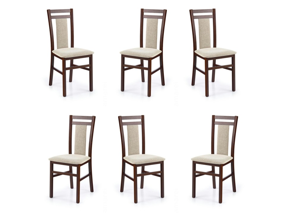 Sześć krzeseł ciemny orzech tapicerowanych - 4700