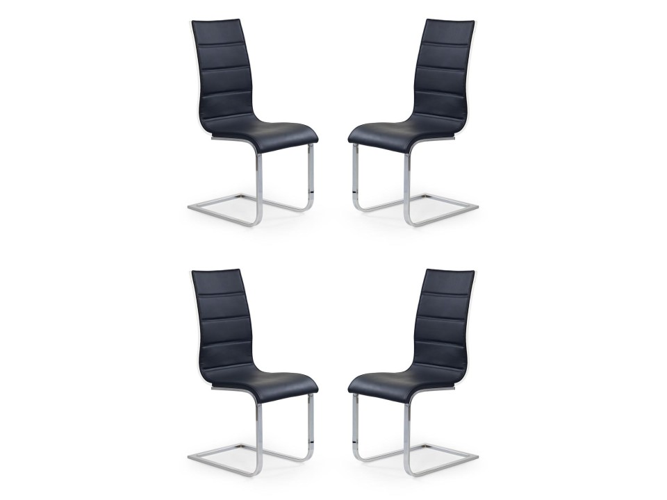 Cztery krzesła czarno / białe ekoskóra - 4849