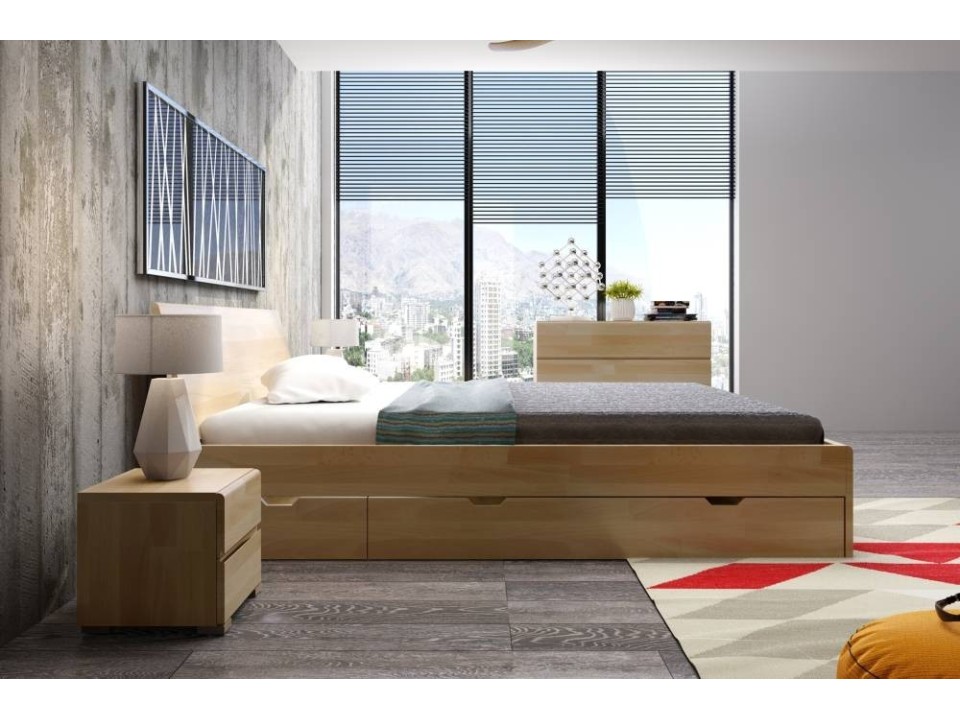 Łóżko drewniane bukowe z szufladami VESTRE Maxi & DR 120x200 - Skandica