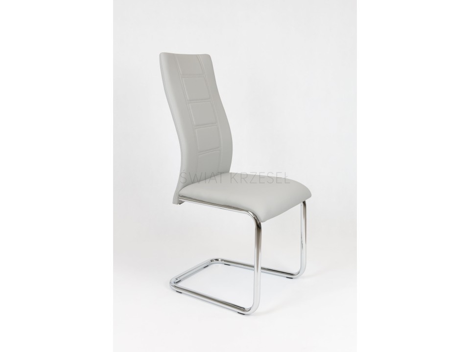 Sk Design Ks029 Jasnoszare Krzesło Z Ekoskóry Na Chromowanym Stelażu