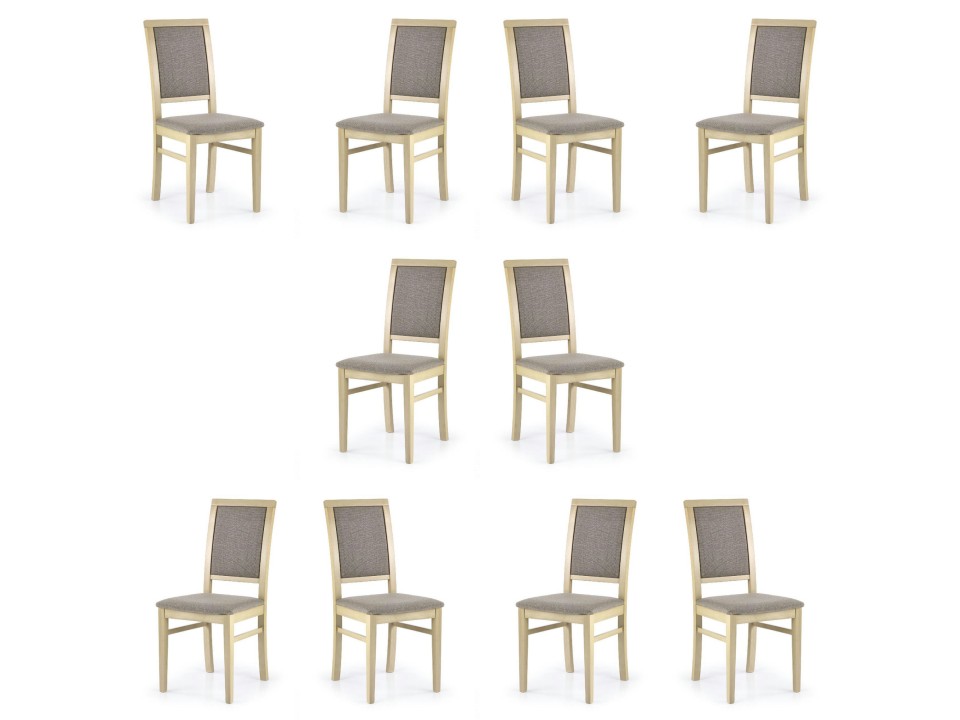 Dziesięć krzeseł dąb sonoma tapicerowanych - 3543