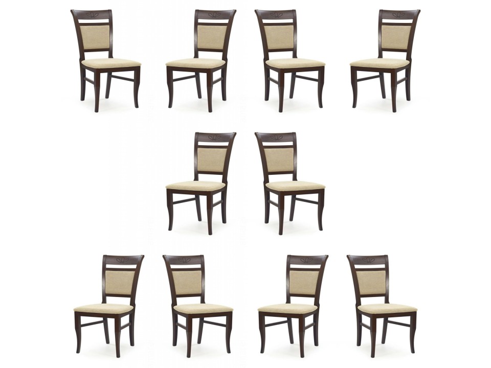 Dziesięć krzeseł ciemny orzech tapicerowanych - 2630