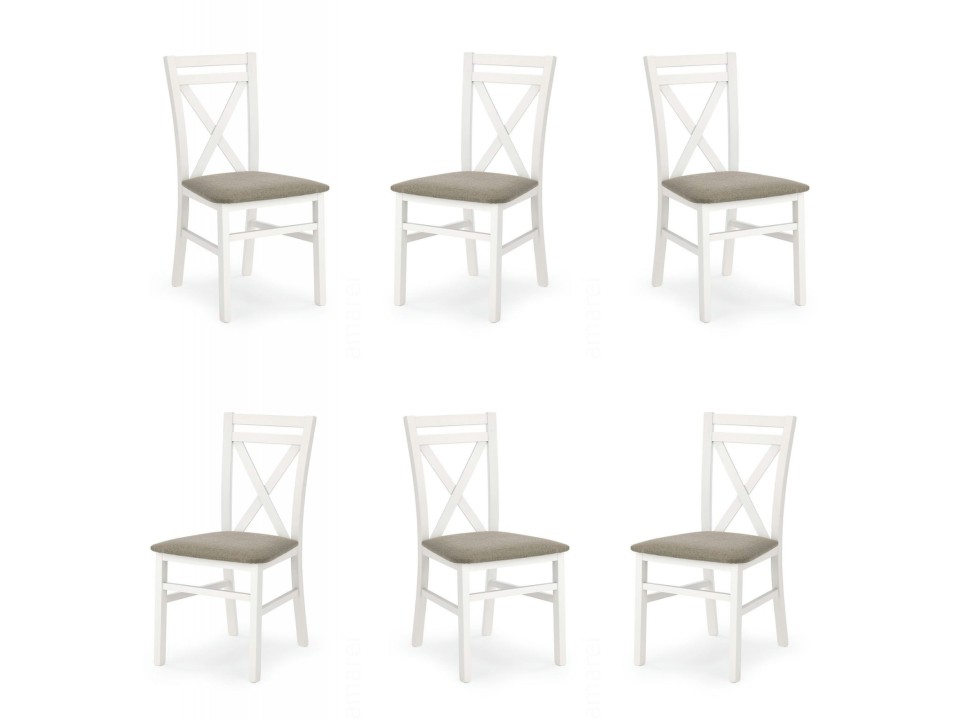 Sześć krzeseł białych tapicerowanych - 5189