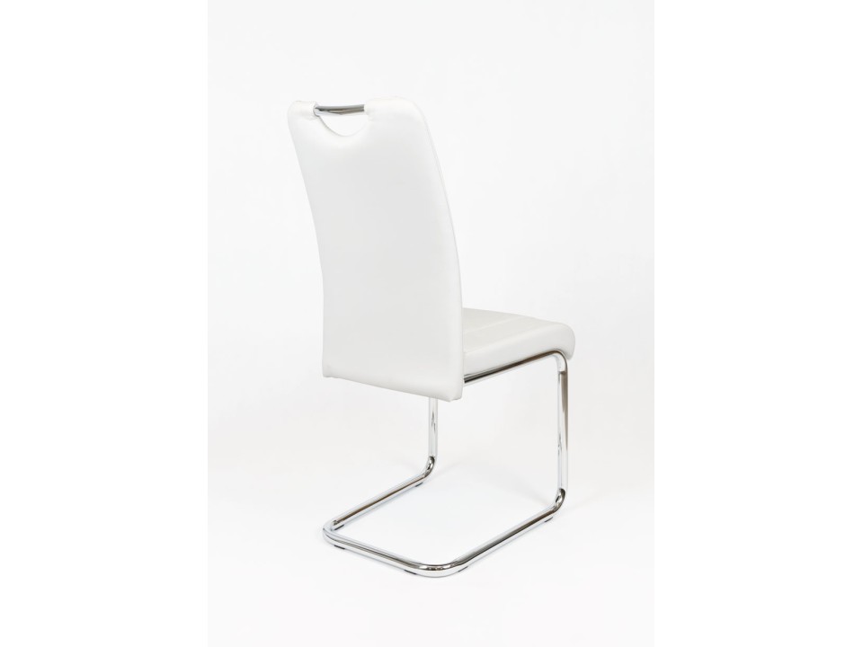 Sk Design Ks034 Białe Krzesło Z Ekoskóry Na Chromowanym Stelażu