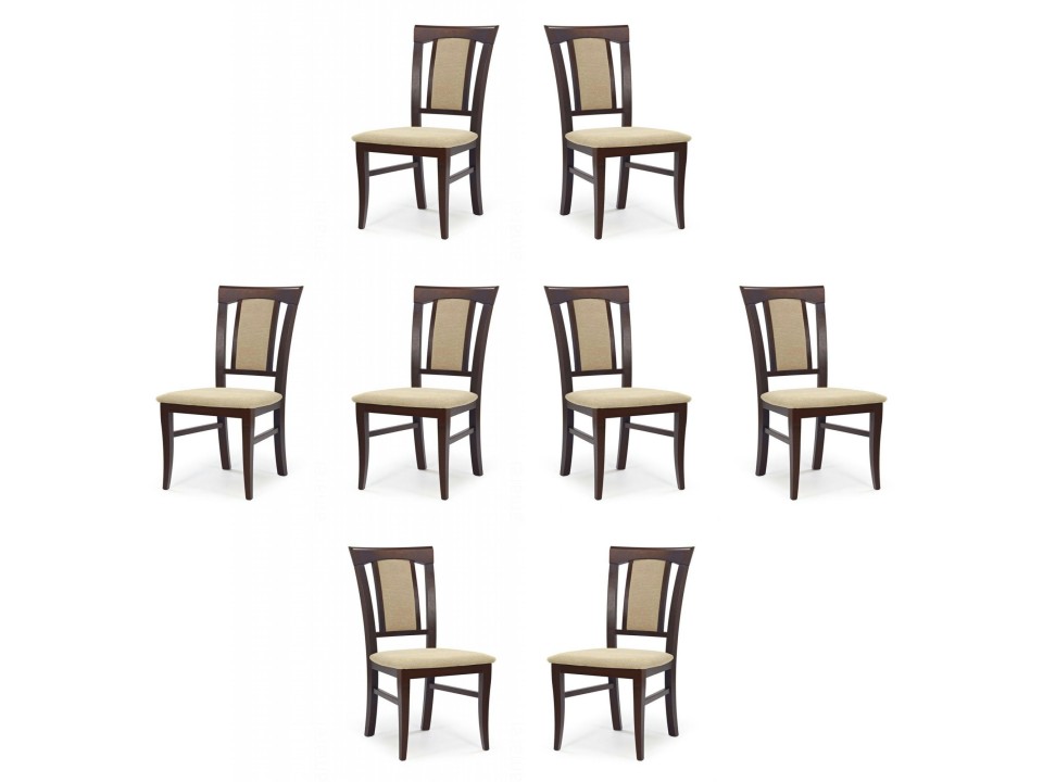 Osiem krzeseł ciemny orzech tapicerowanych - 2265