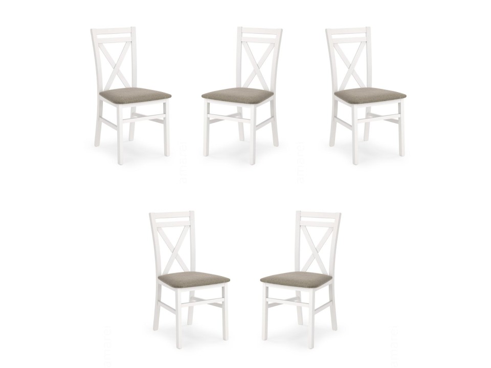 Pięć krzeseł białych tapicerowanych - 5189