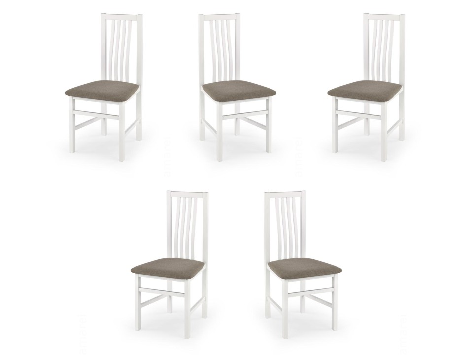 Pięć krzeseł białych tapicerowanych - 1272