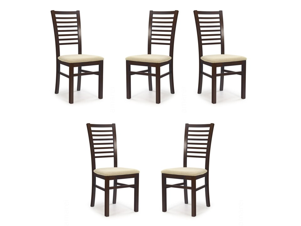 Pięć krzeseł ciemny orzech tapicerowanych - 2470
