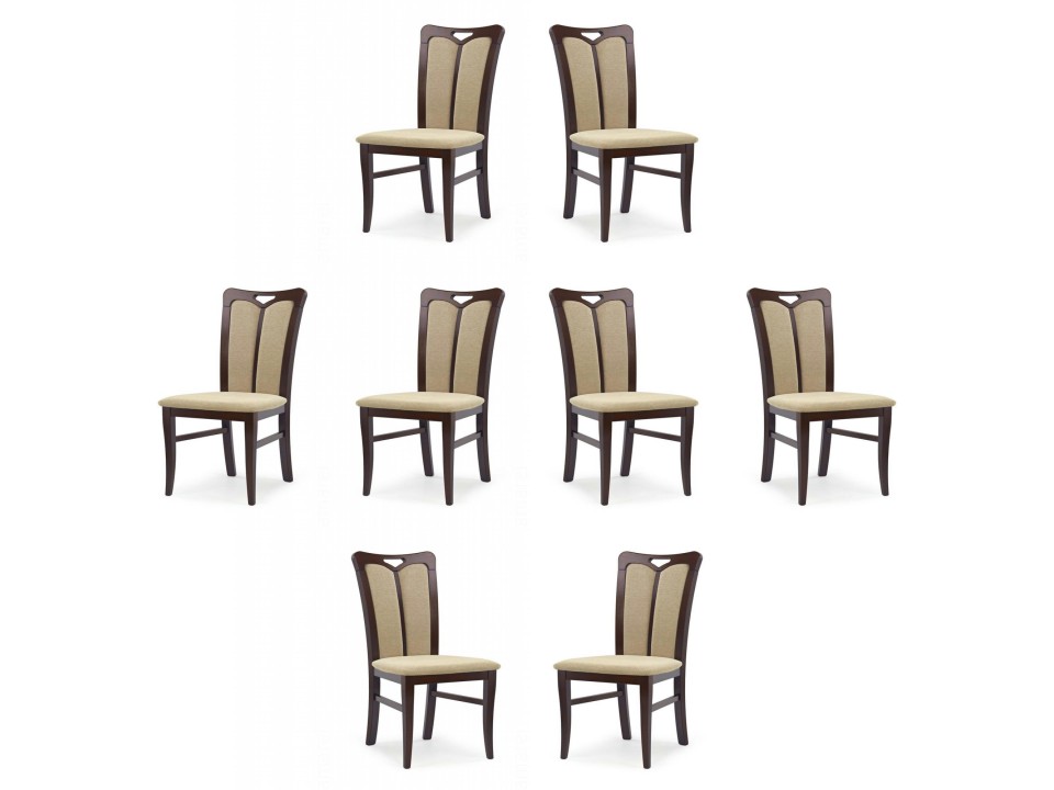 Osiem krzeseł ciemny orzech tapicerowanych - 2357