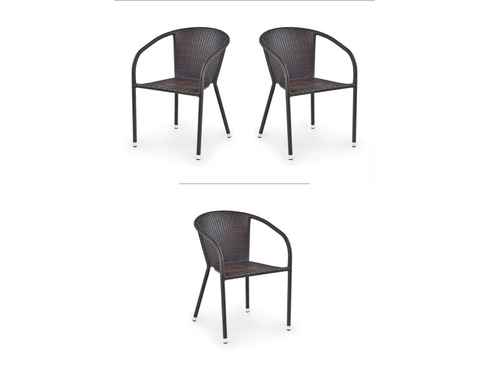 Trzy krzesła ciemno brązowe - 6163