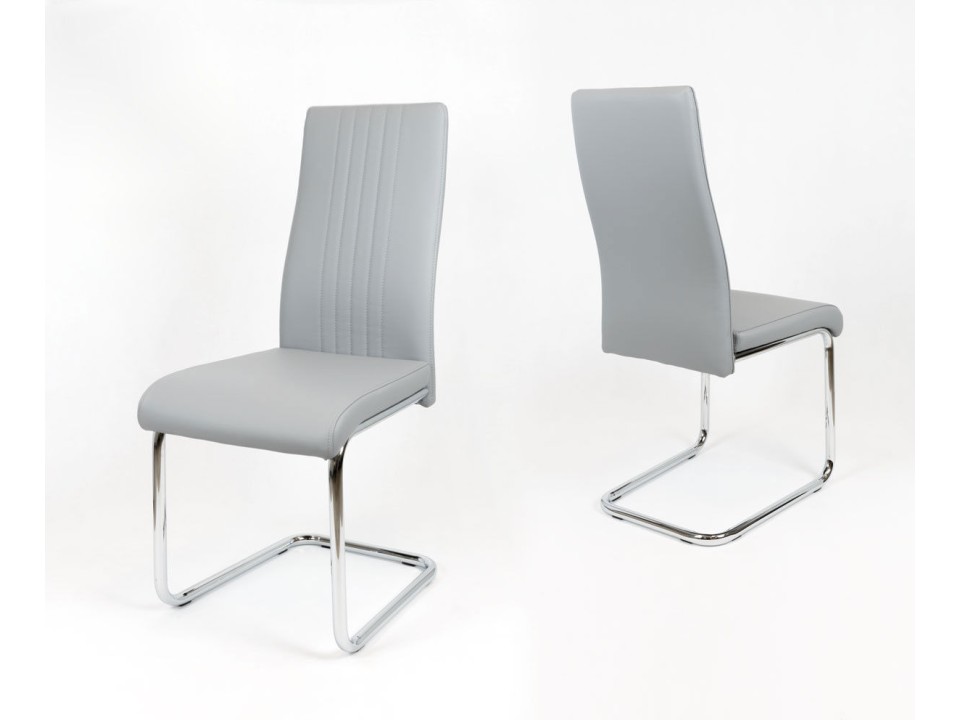 Sk Design Ks036 Szare Krzesło Z Ekoskóry Na Chromowanym Stelażu