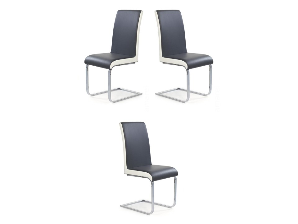 Trzy krzesła popielato / białe - 4832