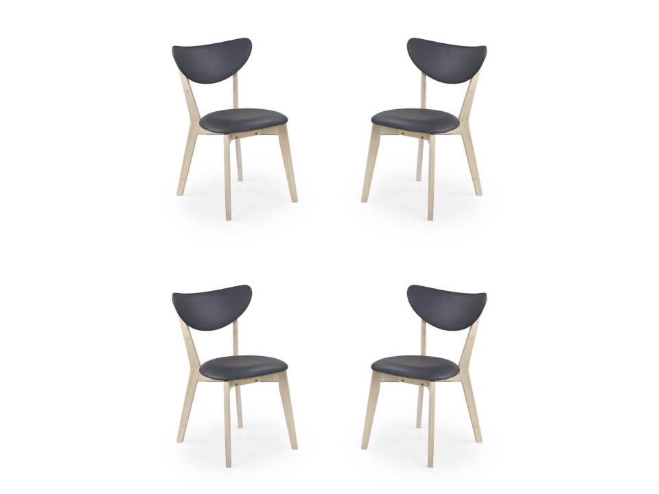 Cztery krzesła white wash popielate - 0589