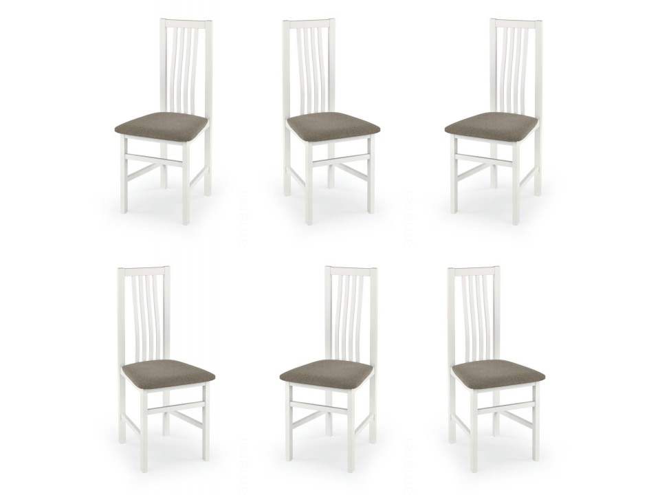 Sześć krzeseł białych tapicerowanych - 1272