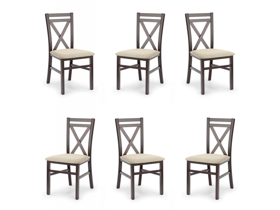 Sześć krzeseł ciemny orzech tapicerowanych - 7671