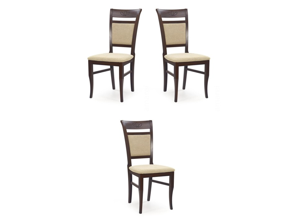 Trzy krzesła tapicerowane  ciemny orzech - 2630