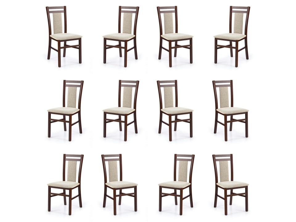 Dwanaście krzeseł ciemny orzech tapicerowanych - 4700