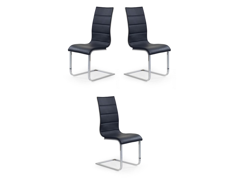 Trzy krzesła czarno / białe ekoskóra - 4849