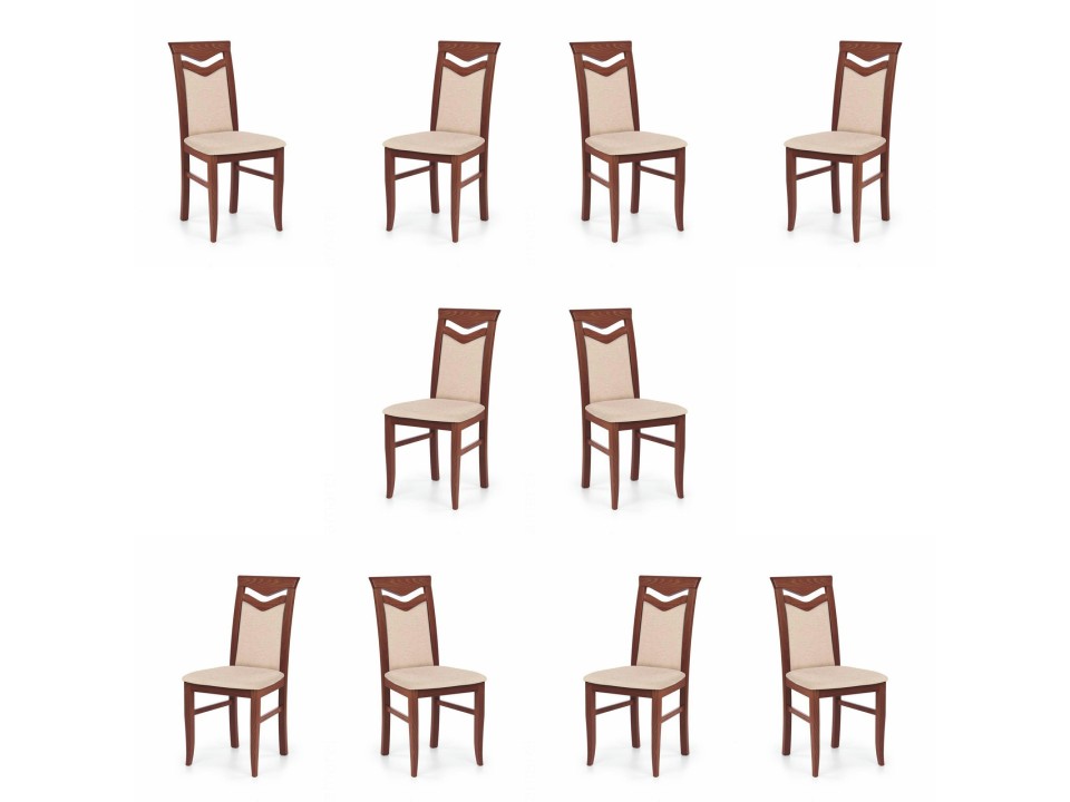 Dziesięć krzeseł czereśnia antyczna II tapicerowanych - 0787