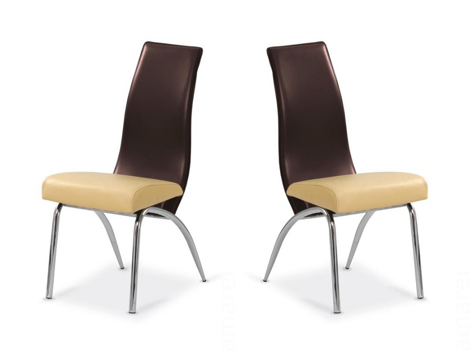 Dwa krzesła beż / ciemny brąz - 6993