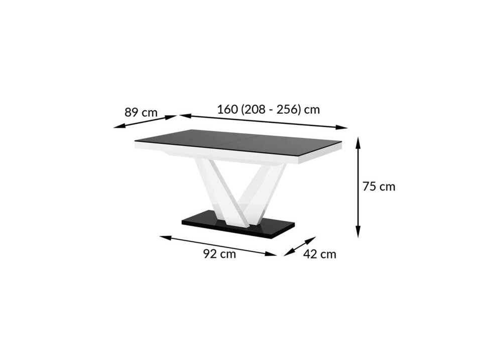 Stół rozkładany VEGAS 160-256 cm Biały / Biały Wysoki połysk