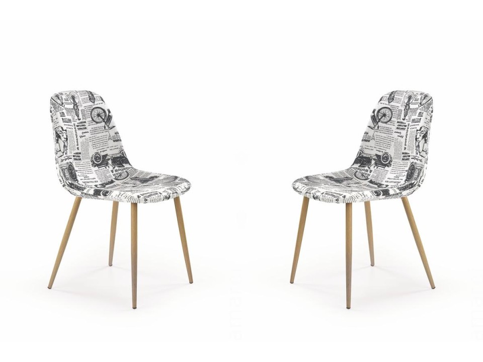 Dwa krzesła tapicerka wielobarwny, nogi - dąb miodowy - 0541