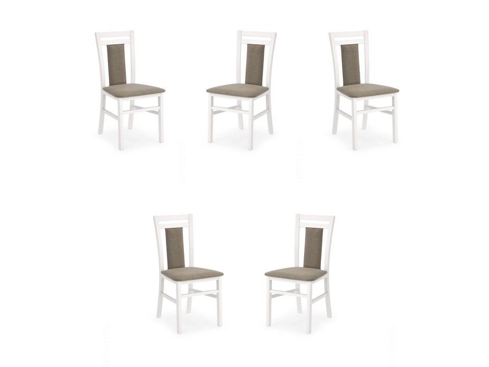 Pięć krzeseł białych tapicerowanych - 5172