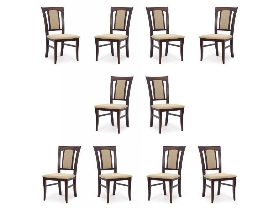 Dziesięć krzeseł ciemny orzech tapicerowanych - 2265