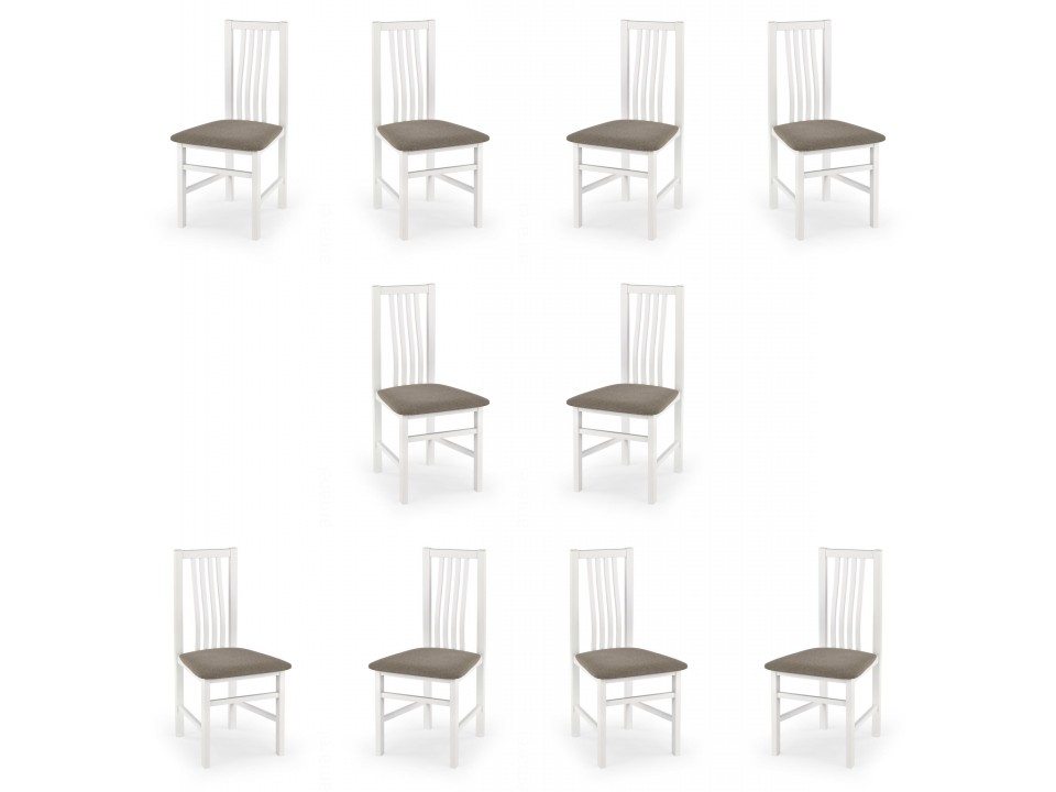 Dziesięć krzeseł białych tapicerowanych - 1272