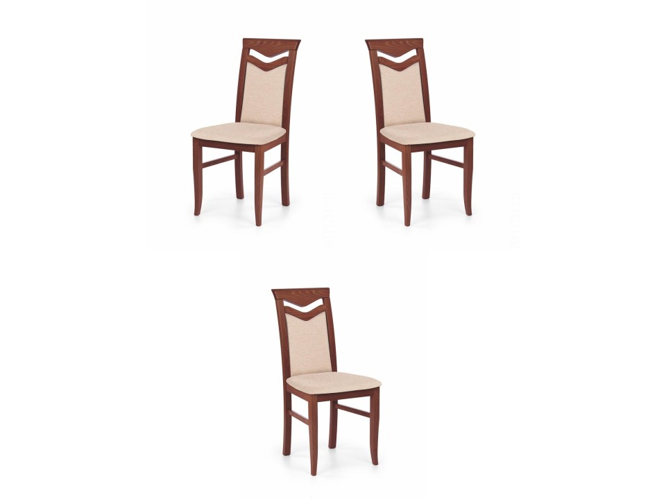 Trzy krzesła tapicerowane czereśnia antyczna II - 0787