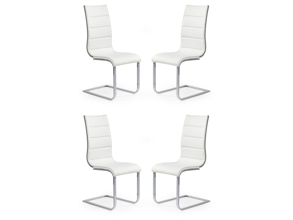 Cztery krzesła biało / popielate ekoskóra - 4856