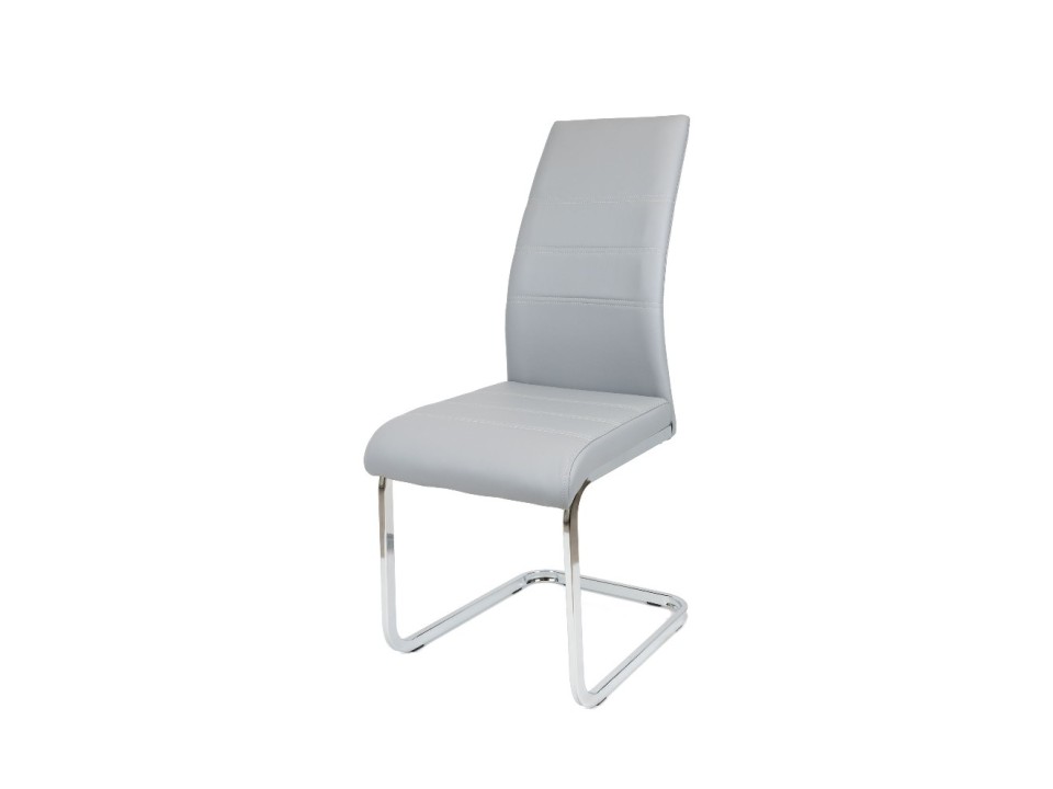 Sk Design Ks031 Szare Krzesło Z Ekoskóry Na Chromowanym Stelażu