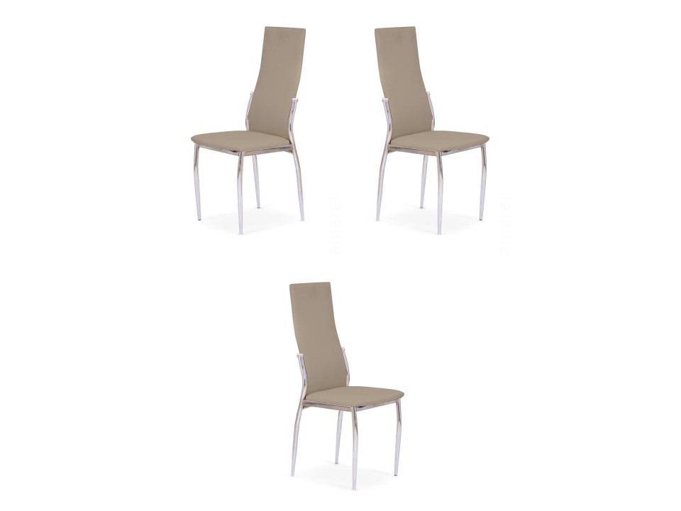 Trzy krzesła chrom cappuccino - 1388