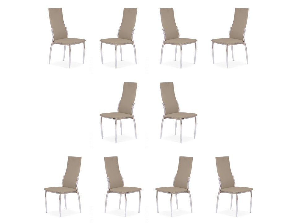 Dziesięć krzeseł chrom cappuccino - 1388