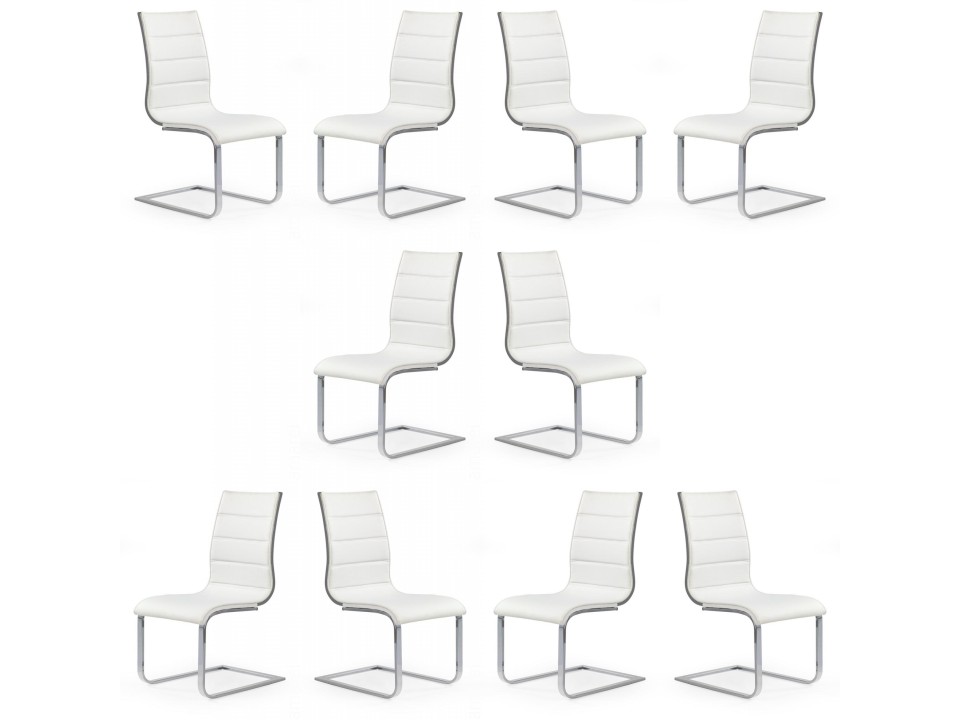 Dziesięć krzeseł biało / popielatych ekoskóra - 4856