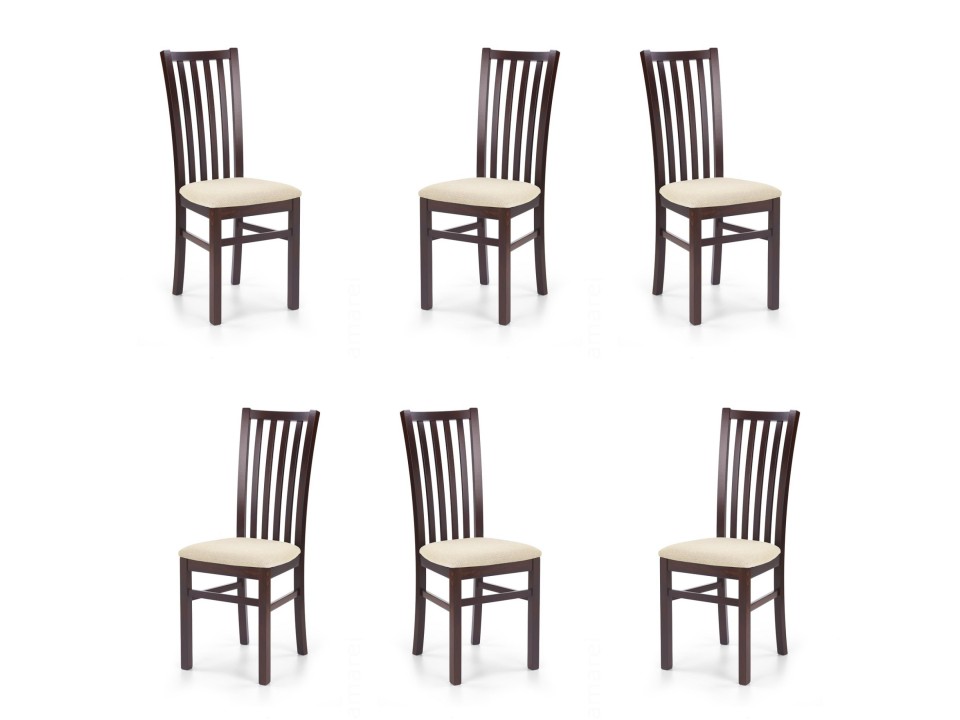 Sześć krzeseł ciemny orzech tapicerowanych - 5937